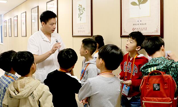 浙江省杭州市下城区的小学生们近距离感受中医药的魅力