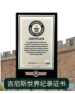 热烈庆祝中医药历史文化浮雕景观长廊获吉尼斯世界纪录证书！