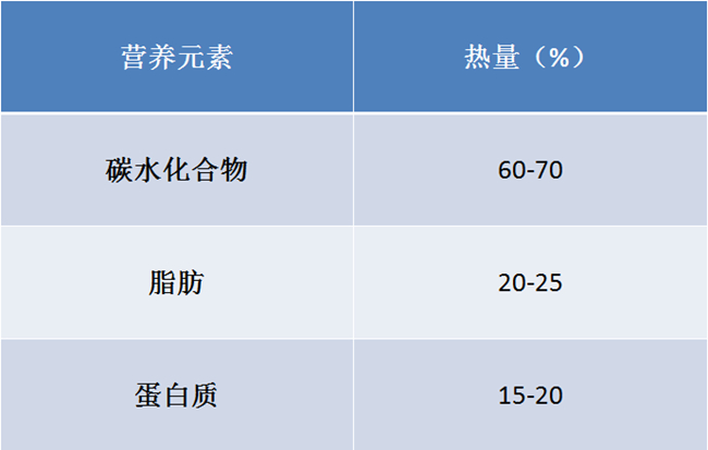 热能在每日营养中的分配